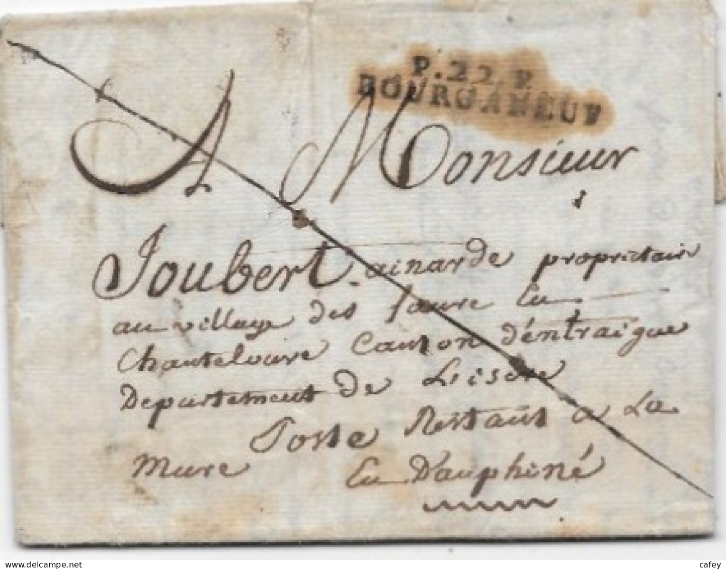CREUSE  Lettre Avec Texte Marque Postale P22P / BOURGANEUF 1821 - 1801-1848: Précurseurs XIX