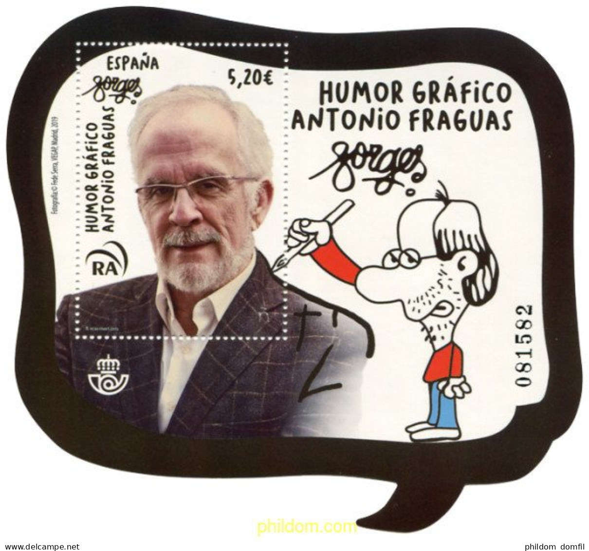 609055 MNH ESPAÑA 2019 HUMOR GRÁFICO. ANTONIO FRAGUAS - Ungebraucht