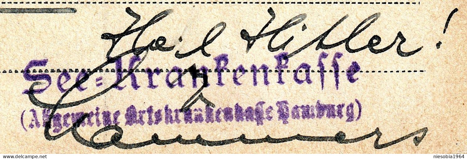 See Health Insurance, Company Postcard Seal DR 005 Hamburg 02/11/1938 / SEE-KRANKENKASSE Hamburg - Briefkaarten