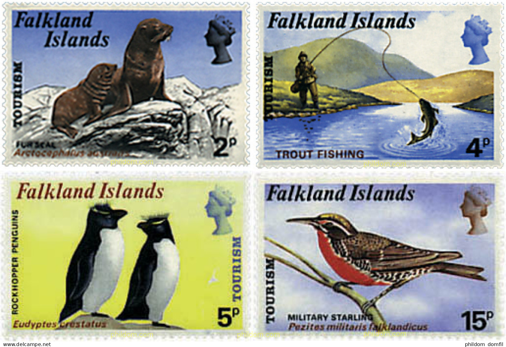 43205 MNH FALKLAND 1974 TURISMO. FAUNA Y PESCA - Falklandinseln