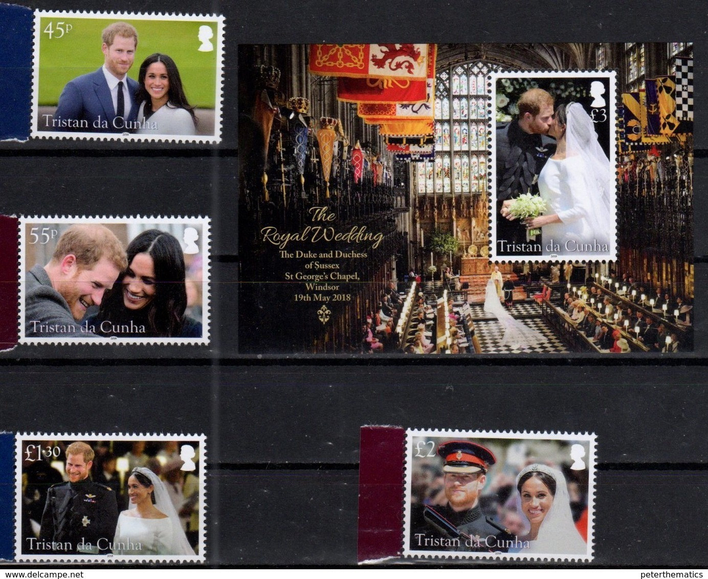 TRISTAN DA CUNHA , 2018, MNH, ROYAL WEDDING, PRINCE HENRY OF WALES AND MEGHAN MARKEL, 4v + S/SHEET - Royalties, Royals