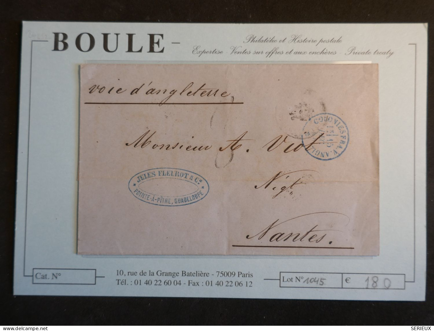 DN0 GUADELOUPE   LETTRE RR 1870 VOIE ANGLAISE  POINTE A PITRE A MARSEILLE  FRANCE + + AFF. INTERESSANT+++ - 1849-1876: Periodo Classico