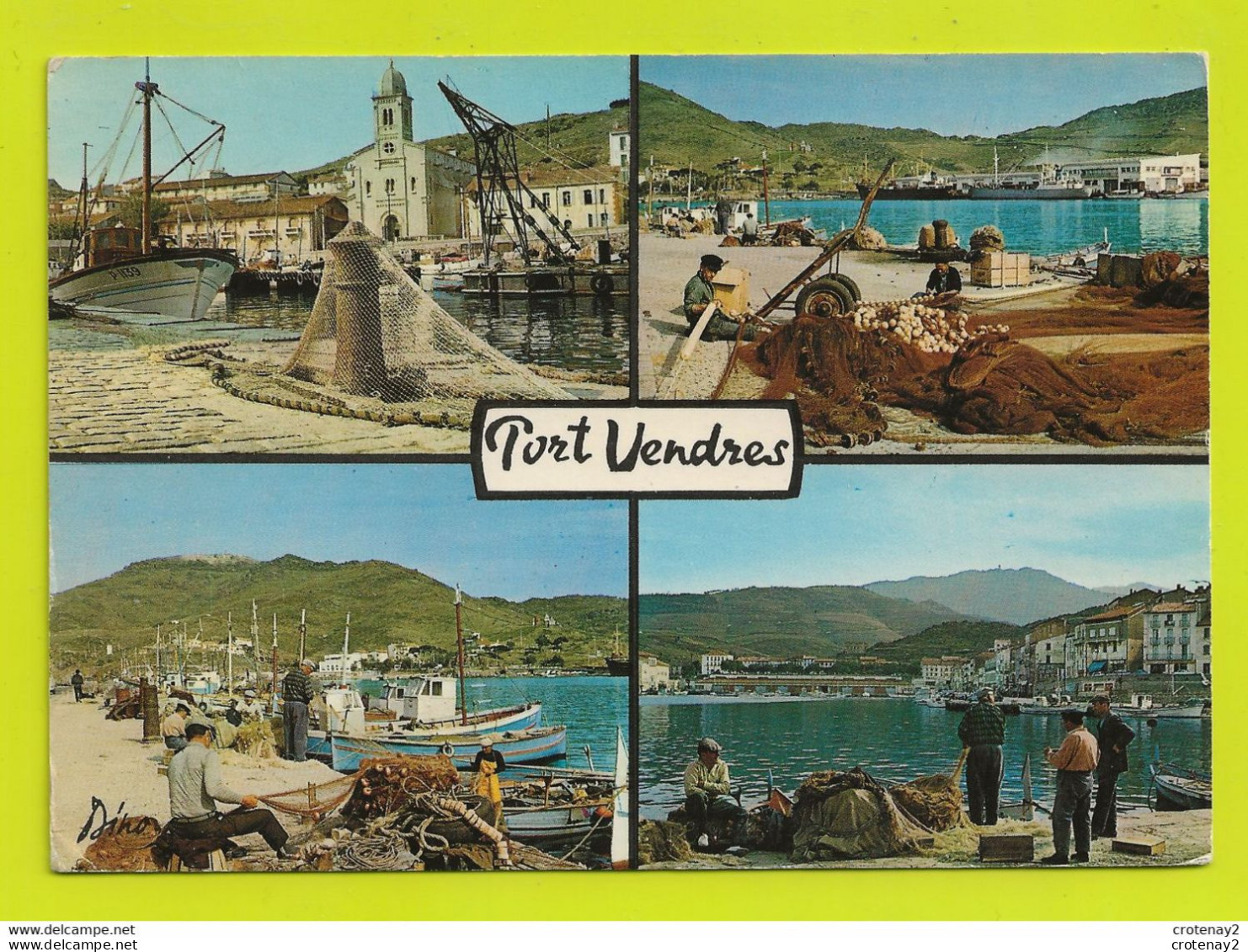 66 PORT VENDRES 4 Vues Filets De Pêche Pêcheurs Bateaux Cargo N°362 édition Paul Goudin En 1973 - Port Vendres