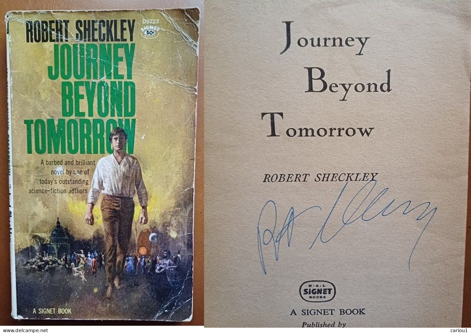 C1 Robert SHECKLEY Journey Beyond Tomorrow EO Signet 1962 Envoi DEDICACE Signed PORT INCLUS France - Libros Autografiados