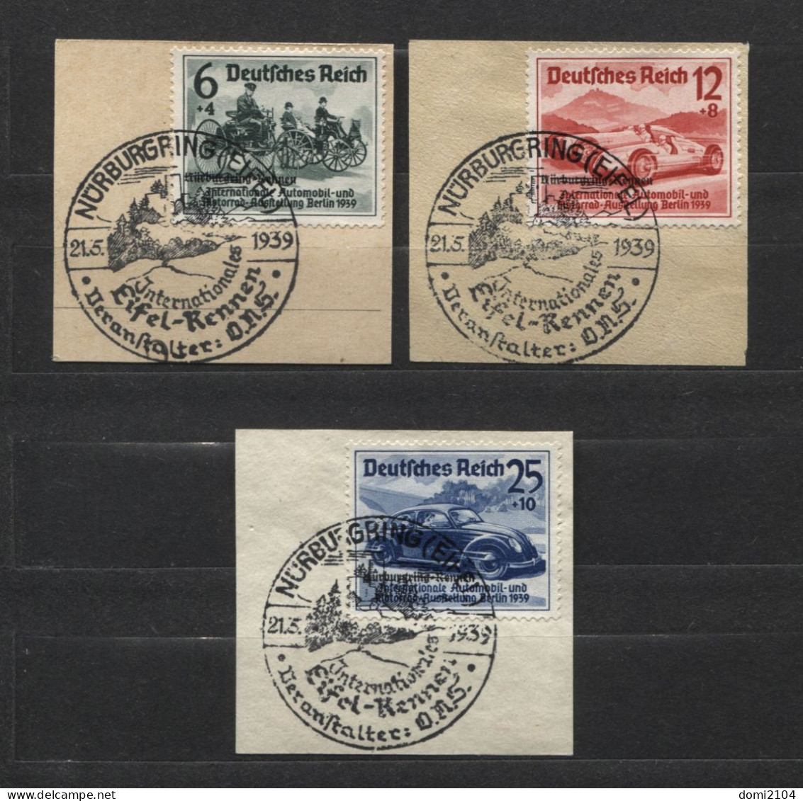 Deutsches Reich # 695-7 Nürburgring-Rennen Überdruckserie Sonderstempel Briefstücke - Ongebruikt