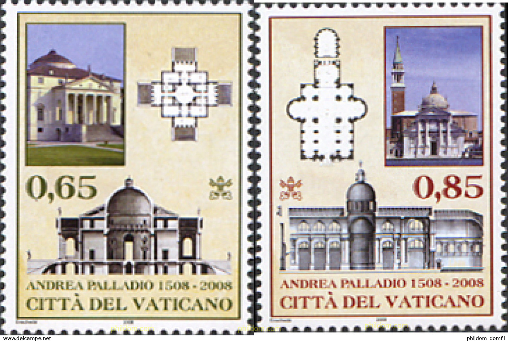 224330 MNH VATICANO 2008 500 ANIVERSARIO DE ANDREA PALLADIO - Unused Stamps