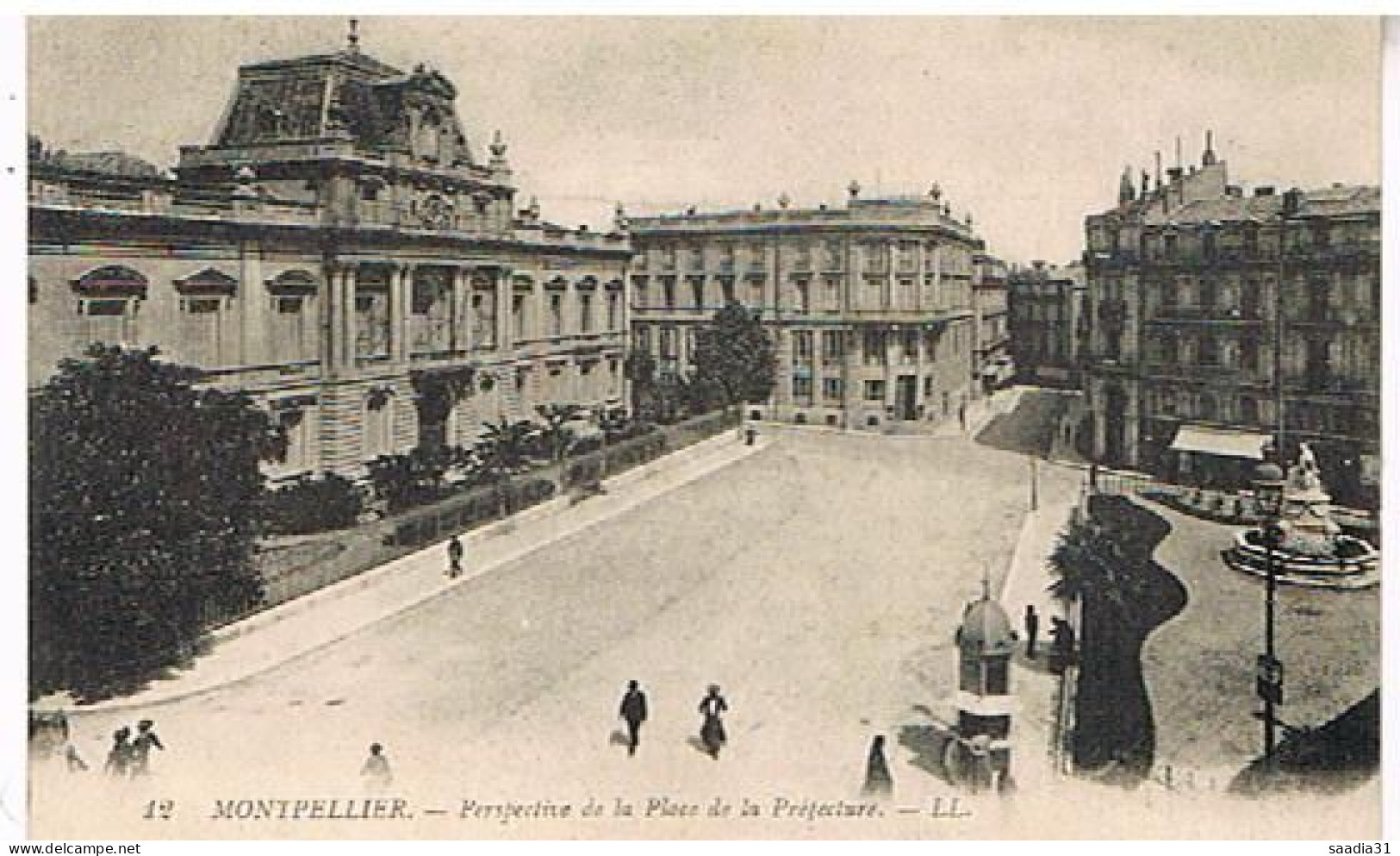 34  MONTPELLIER   PERSPECTIVE DE LA PLACE DE LA PRFECTURE   1918 - Montpellier