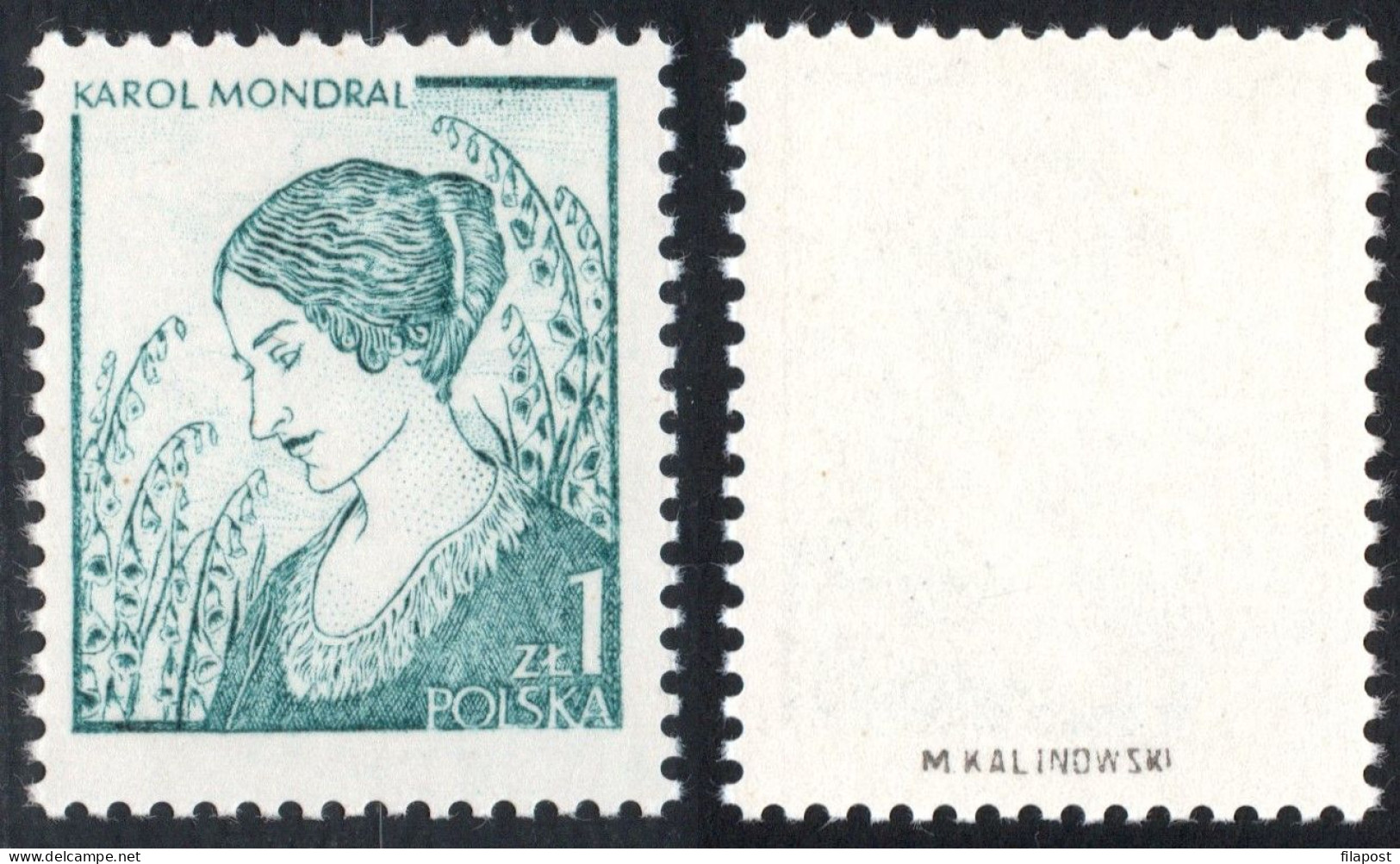 Poland 1979 Fi.2461P1 Mi.2608F, Polish Contemporary Graphics Art, Blue Green Proof Of Colour Guarantee Kalinowski MNH** - Gravuren