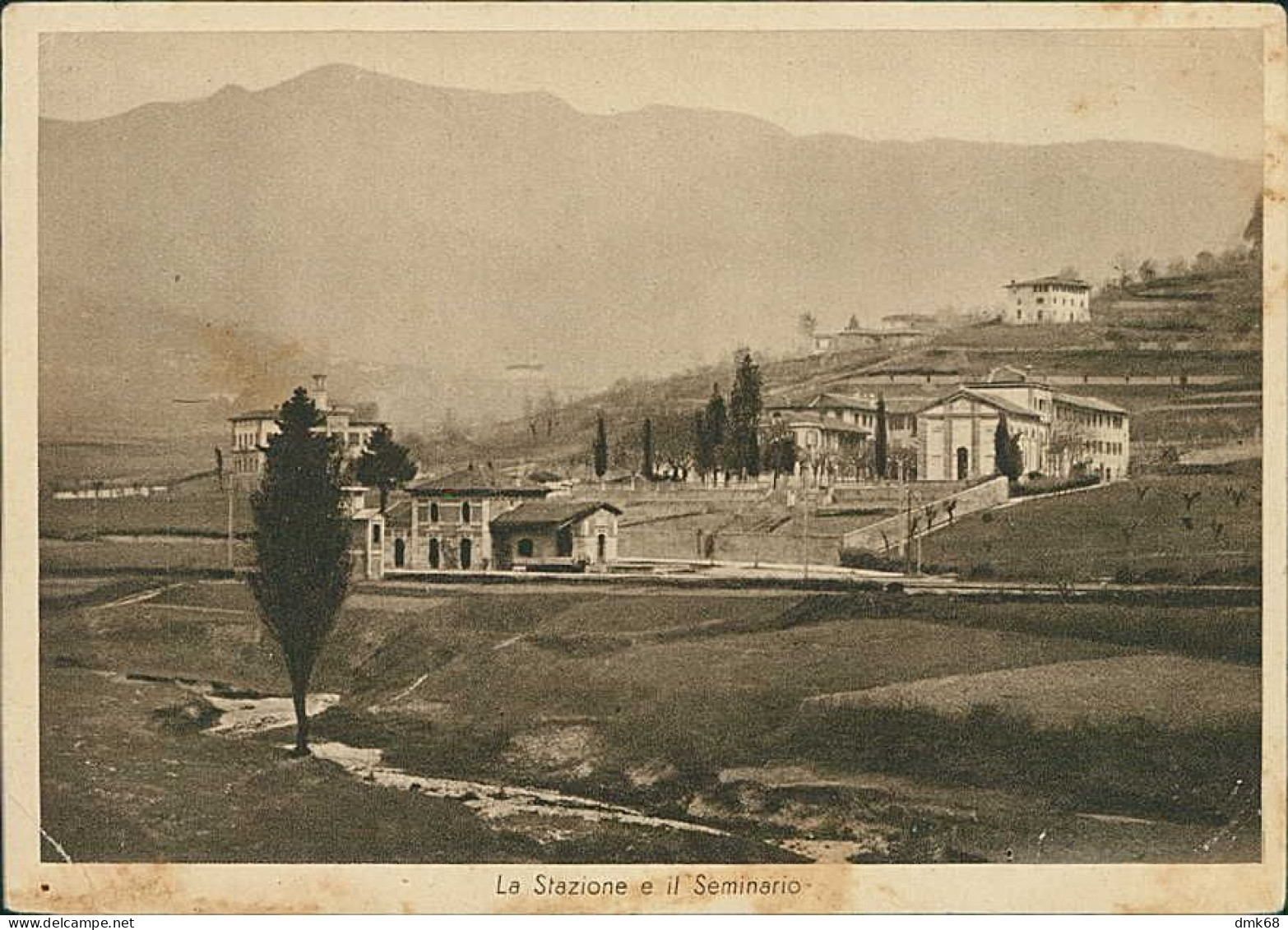 PONTERANICA ( BERGAMO ) SEMINARIO EUCARISTICO VALBONA . LA STAZIONE E IL SEMINARIO - 1940s (20657) - Bergamo