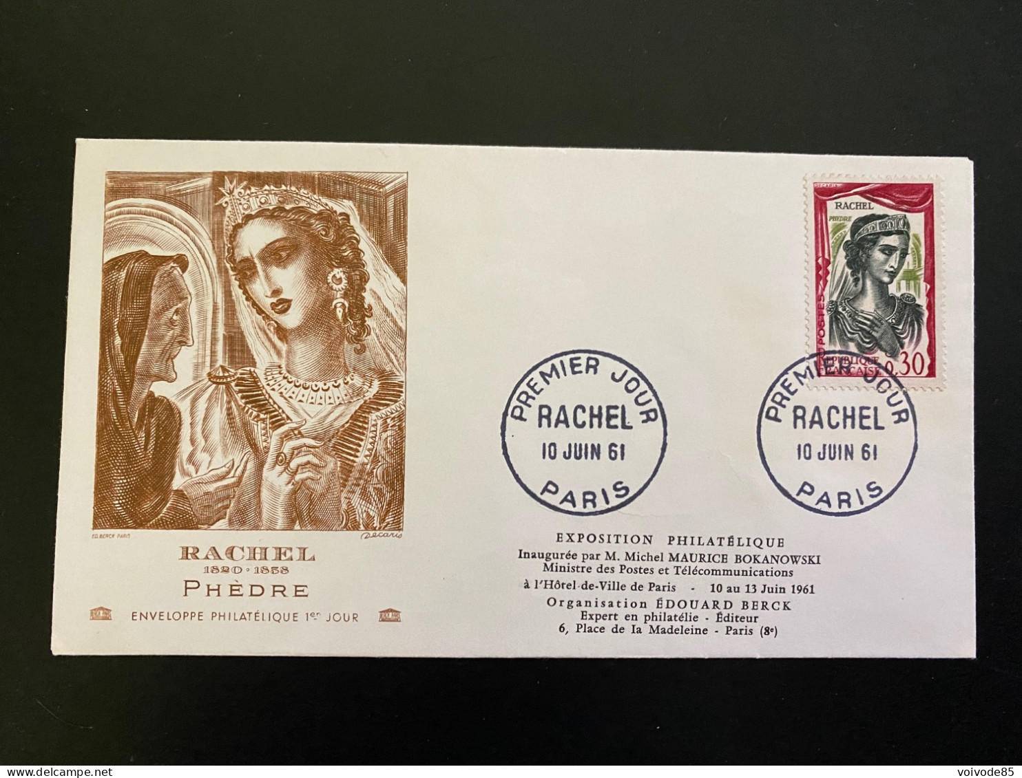 Enveloppe 1er Jour "Rachel - Phèdre" - 10/06/1961 - 1303 - 1960-1969