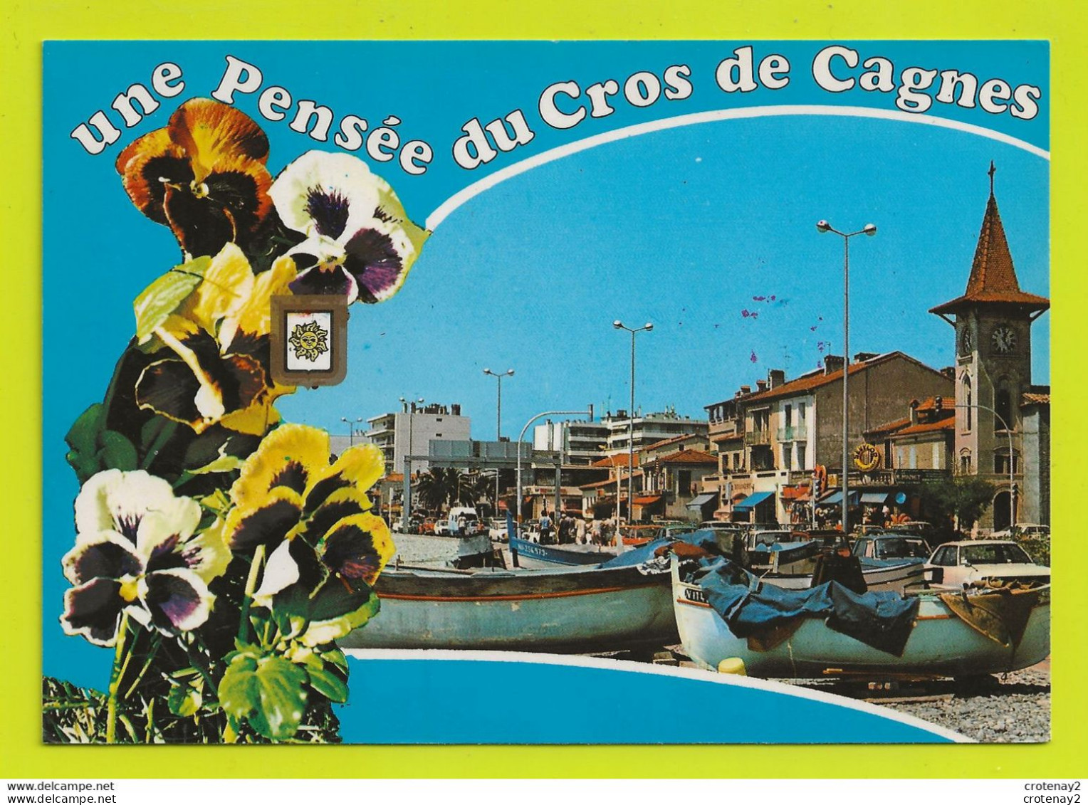 06 Une Pensée Du CROS DE CAGNES N°5615 Sainte Altari En 1987 Barques Eglise PUB Bouée SEVYLOR VW Käfer - Cagnes-sur-Mer