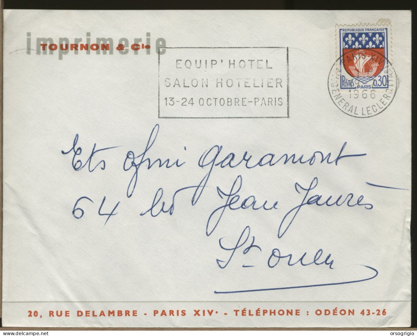 FRANCIA FRANCE -  EQUIP HOTEL  - SALON HOTELIER 1966 - Hotel- & Gaststättengewerbe