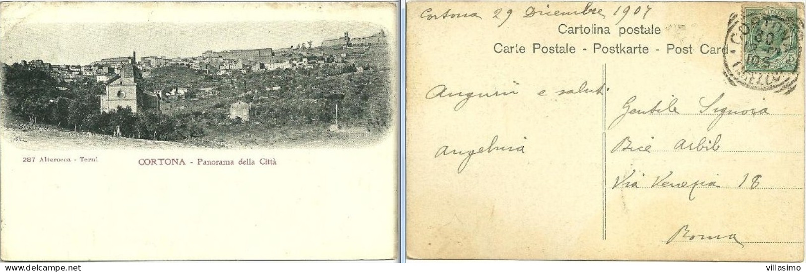 Arezzo - Cortona - Panorama Della Città - VG. 1901 - Arezzo
