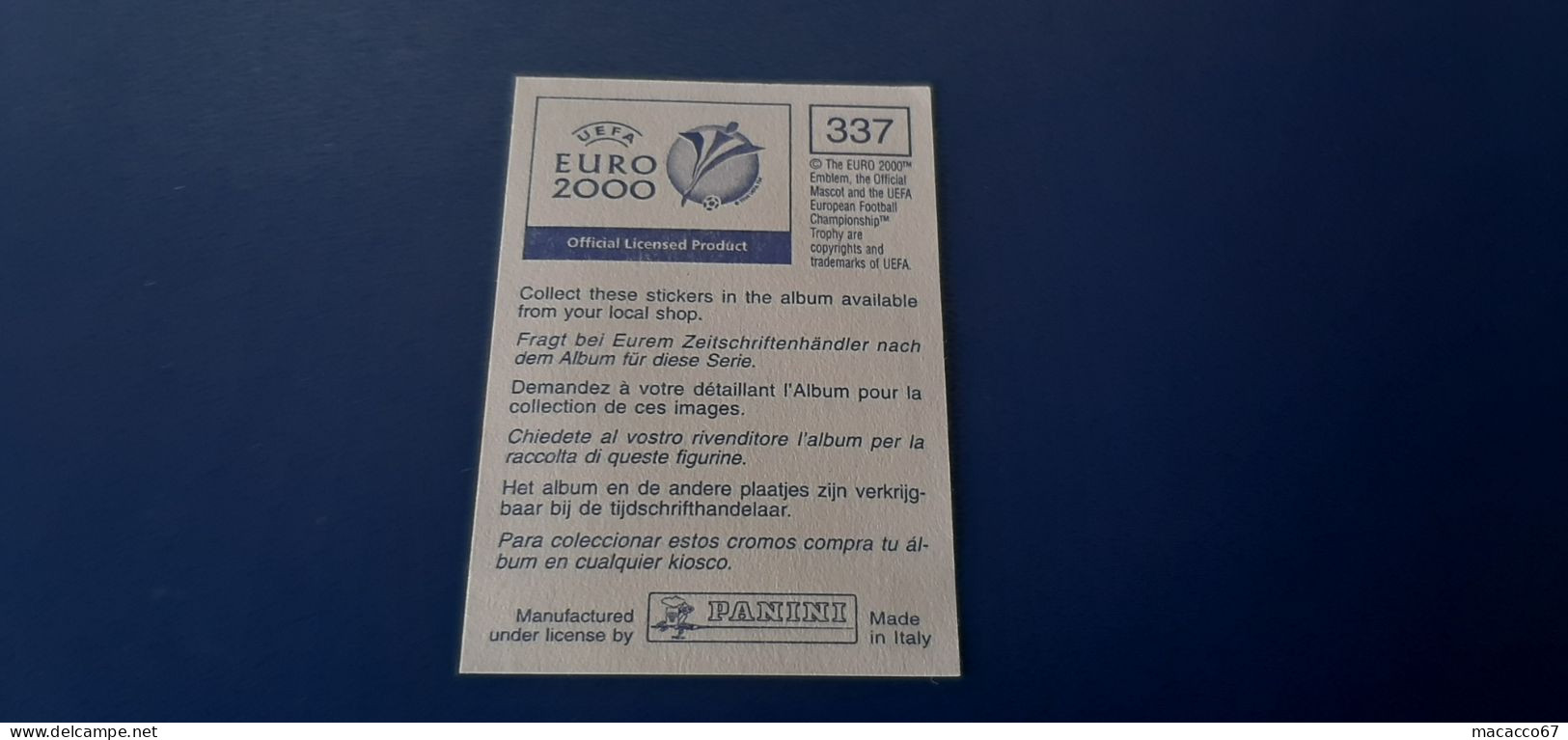 Figurina Panini Euro 2000 - 337 Squadra Francia Sx - Italian Edition