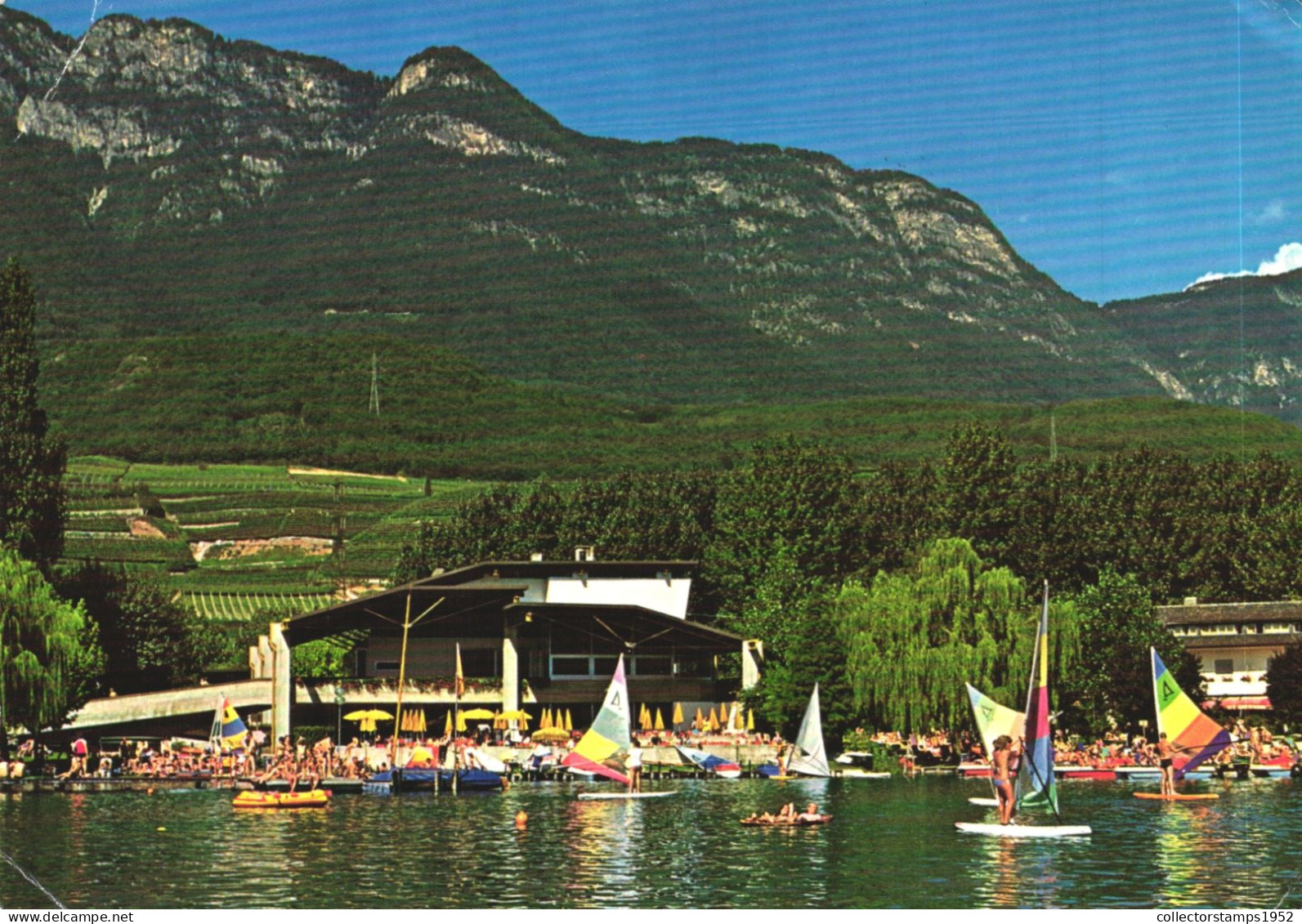 KALTERER SEE, LAKE, KALTERN, TRENTINO ALTO ADIGE, MOUNTAIN, ARCHITECTURE, BOATS, BEACH, ITALY, POSTCARD - Other & Unclassified