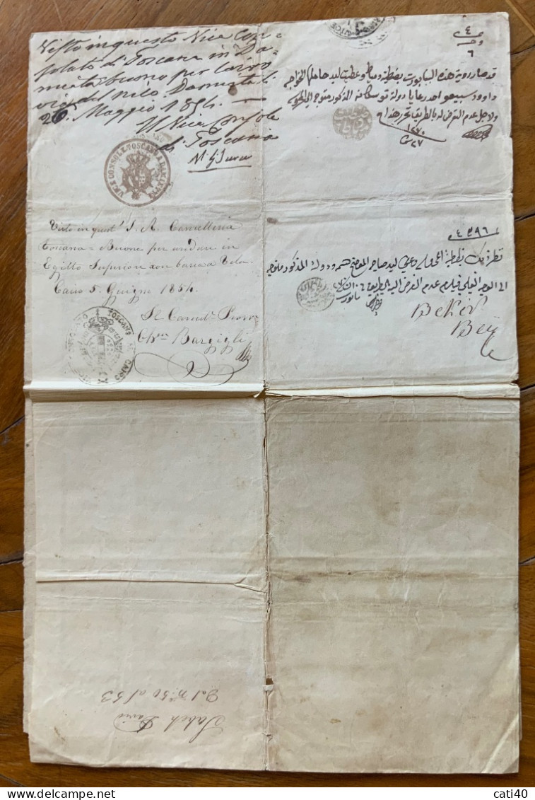 ROSSETTI ANNIBALE, CONSOLE GENERALE DI TOSCANA IN ALESSANDRIA D'EGITTO - 21/8/1852 -   FIRMA AUTOGRAFA CONTROFIRMATA  -- - Historical Documents