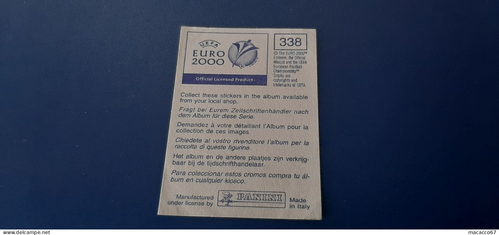 Figurina Panini Euro 2000 - 338 Squadra Francia Dx - Italiaanse Uitgave