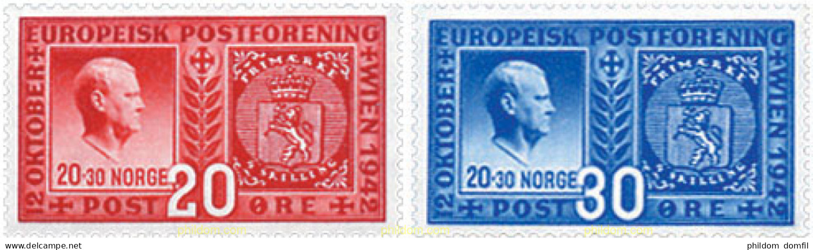 37096 MNH NORUEGA 1943 CONGRESO POSTAL EUROPEO EN VIENA - Nuevos