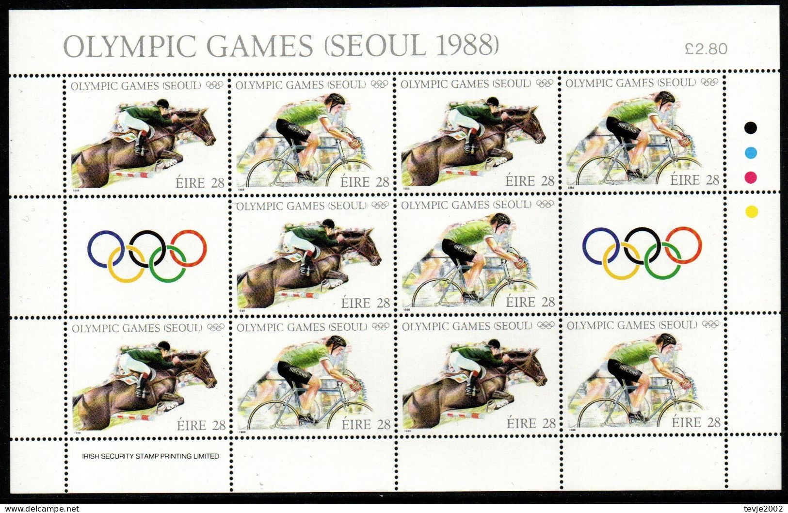 Irland Eire 1988 - Mi.Nr. 645 - 646 Kleinbogen - Postfrisch MNH - Sport Reiten Riding Radsport Seoul - Other & Unclassified