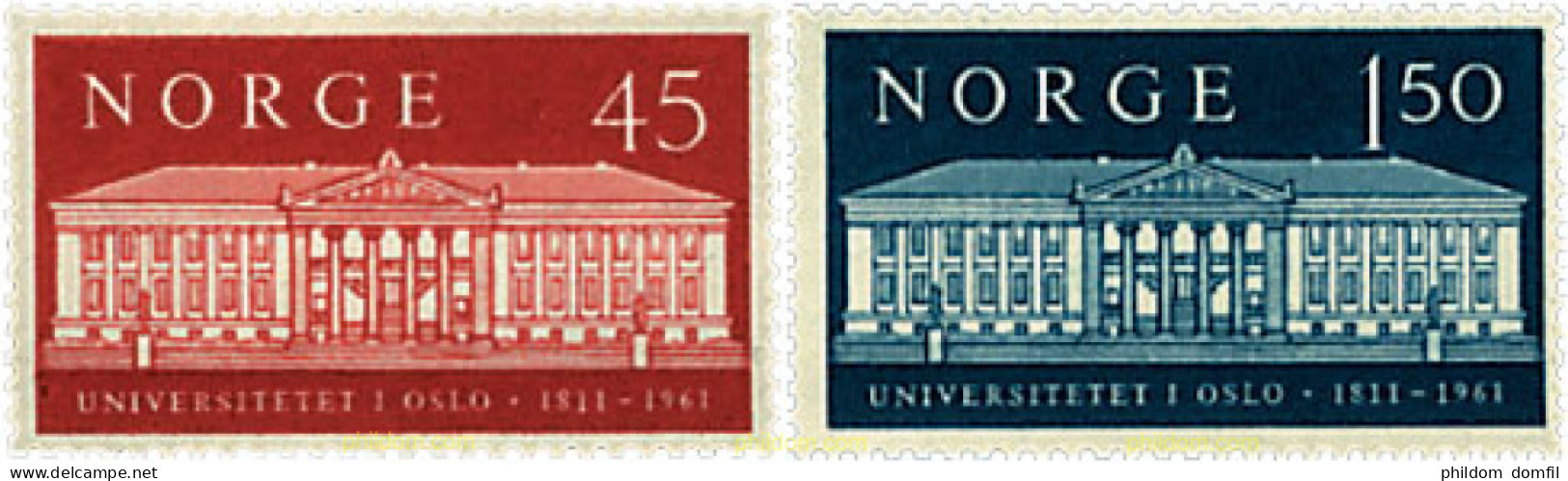 37098 MNH NORUEGA 1961 150 ANIVERSARIO DE LA UNIVERSIDAD DE OSLO - Neufs