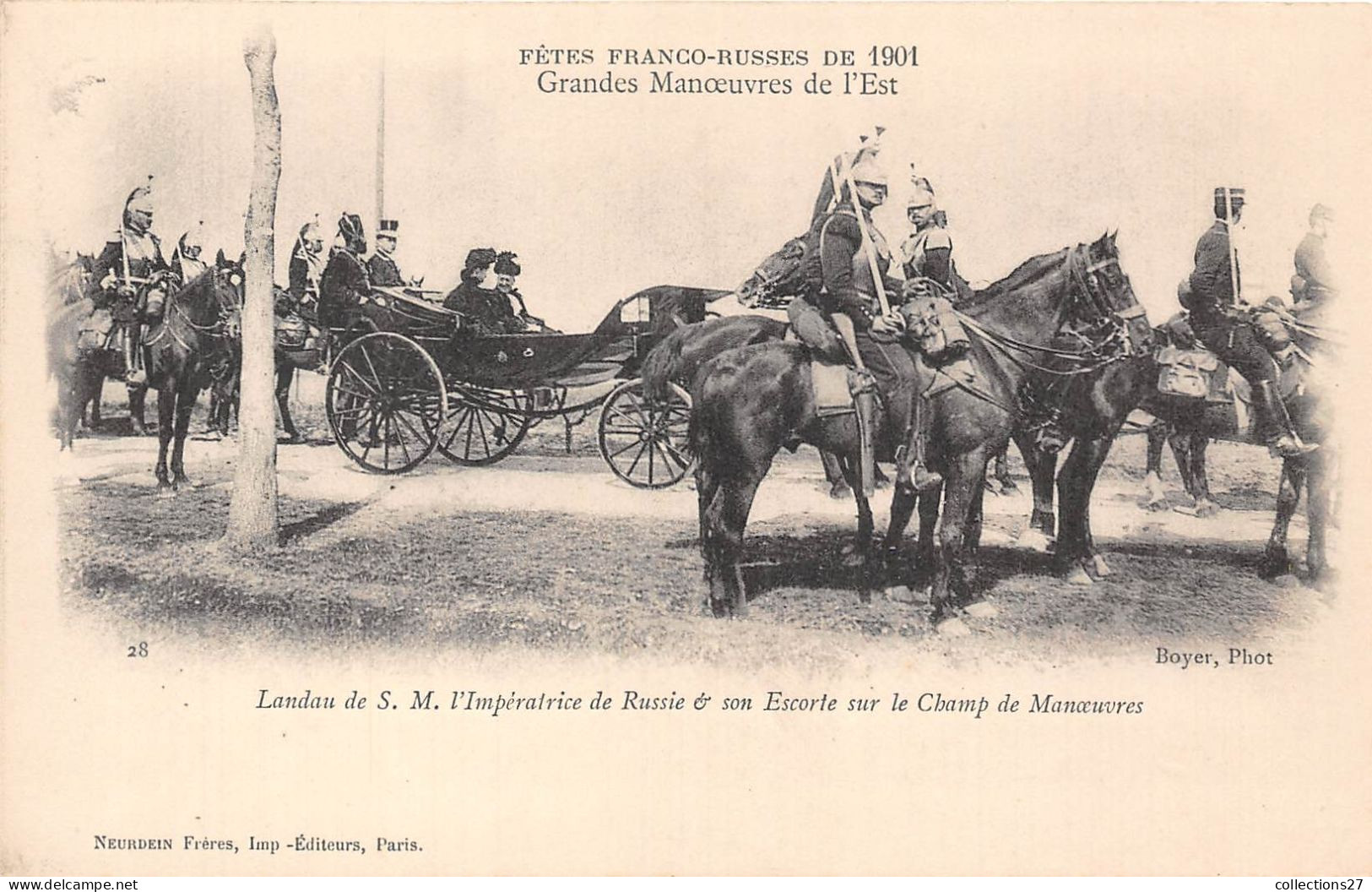 51-FÊTE FRANCO-RUSSE DE 1901 LANDAU DE S.M L'IMPERATRICE DE RUSSI ET SON ESCORTE SUR LE CHAMP DE MANOEUVRE - Andere & Zonder Classificatie