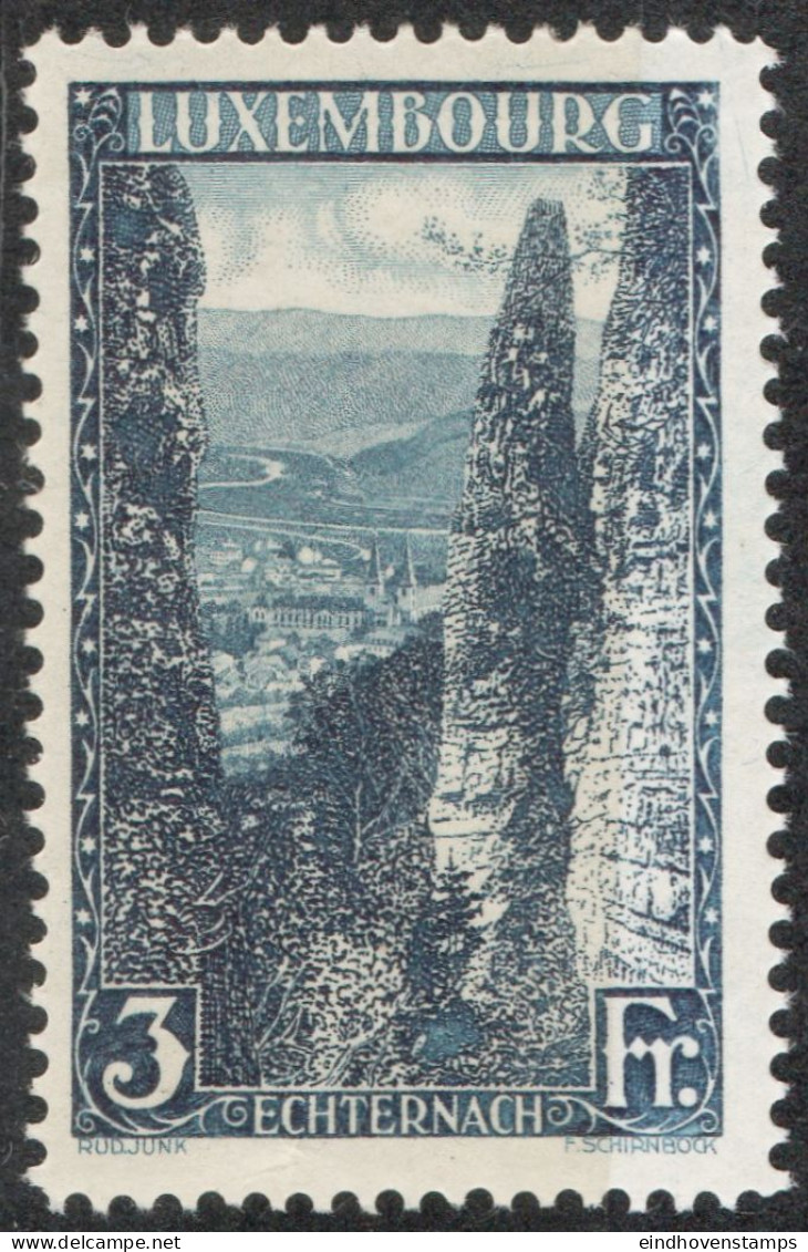 Luxemburg 1923 - Echternach - Wolfsschlucht 3 Fr Perf 12½ Pf - Neufs