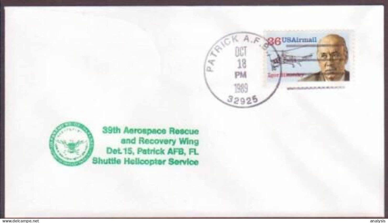 US Space Cover 1989. Atlantis STS-34 Launch. 39th Rescue Recovery Wing - USA