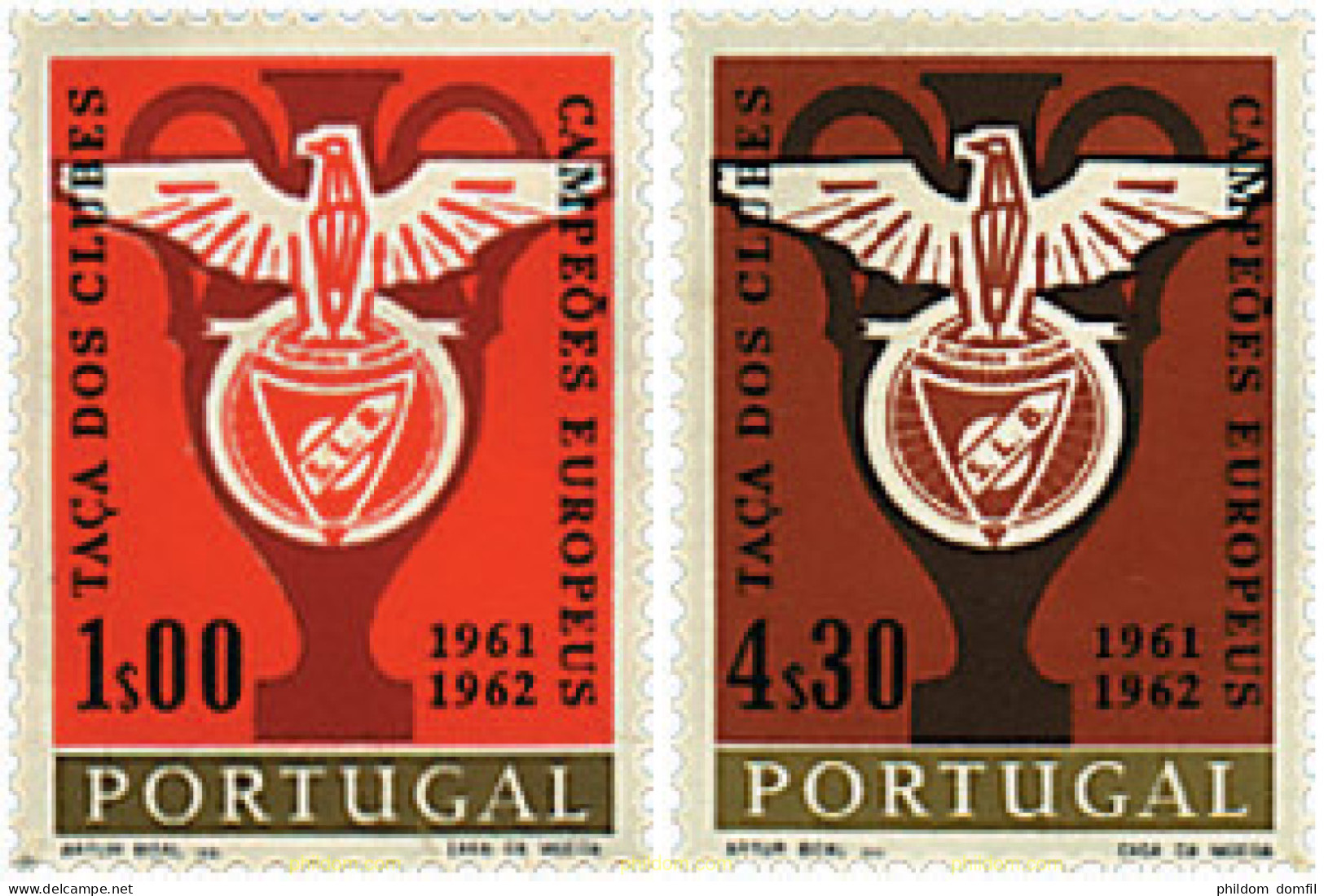 69277 MNH PORTUGAL 1963 DOBLE VICTORIA DEL BENFICA DE LISBOA EN LA COPA EUROPEA DE CLUBS CAMPEONES. - Sonstige & Ohne Zuordnung