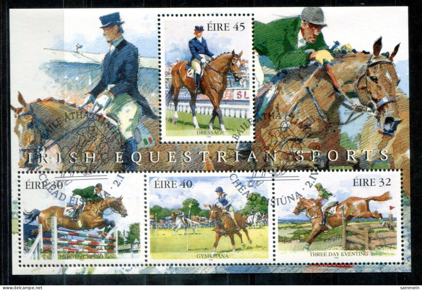 IRLAND Block 27, Bl.27 Canc. - Reitsport, Equestrian, Sport équestre, Pferd, Horse, Cheval   - IRELAND / IRLANDE - Blocks & Sheetlets