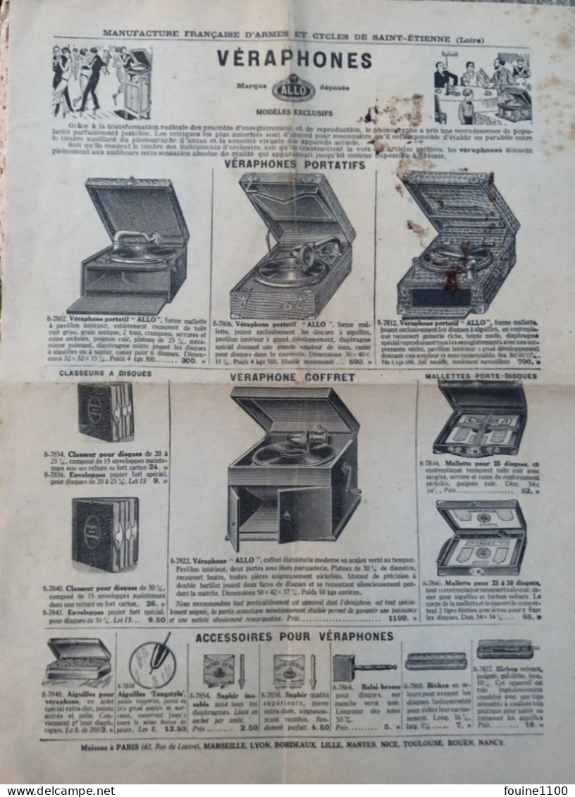 PUBLICITE En Double Page Sur Les VERAPHONE " Véraphones " + Disques - 1900 – 1949