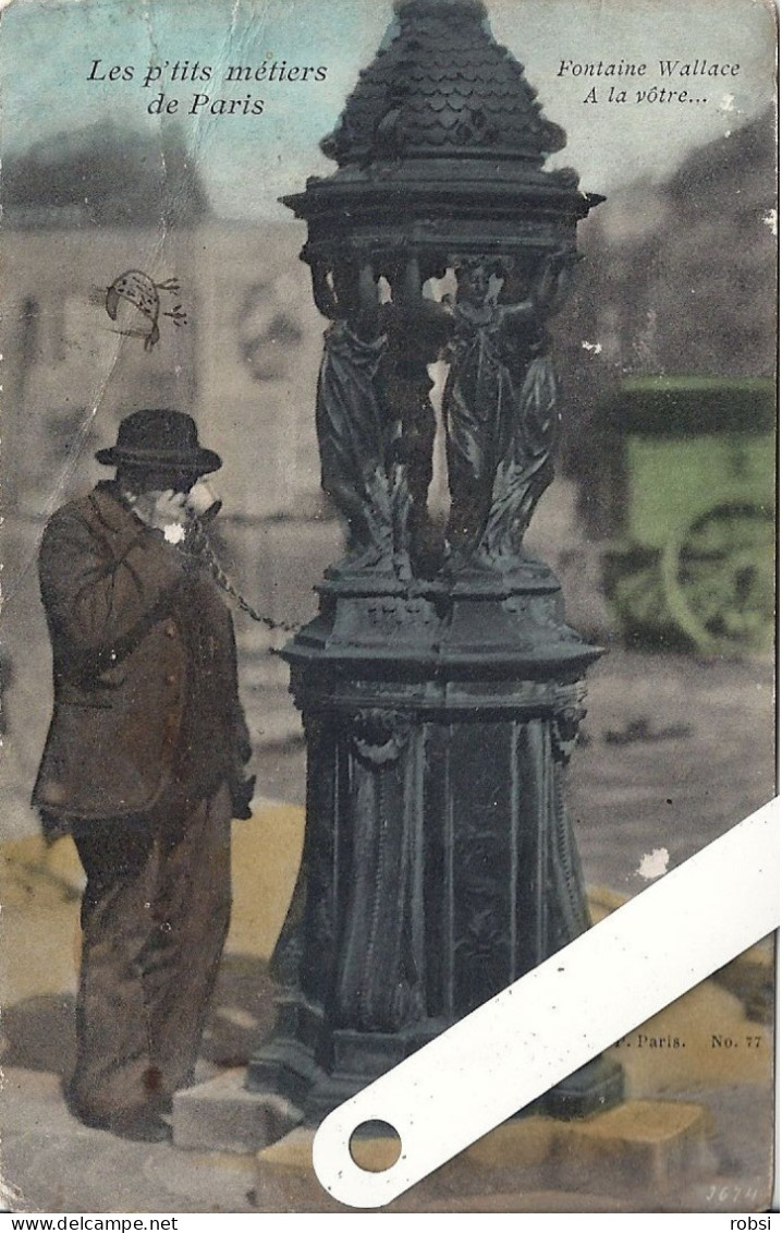 75 Paris, Les P'tits Métiers (Atget), V.P. N°77  Fontaine Wallace, à La Vôtre,  (colorisée),  D5289 - Petits Métiers à Paris