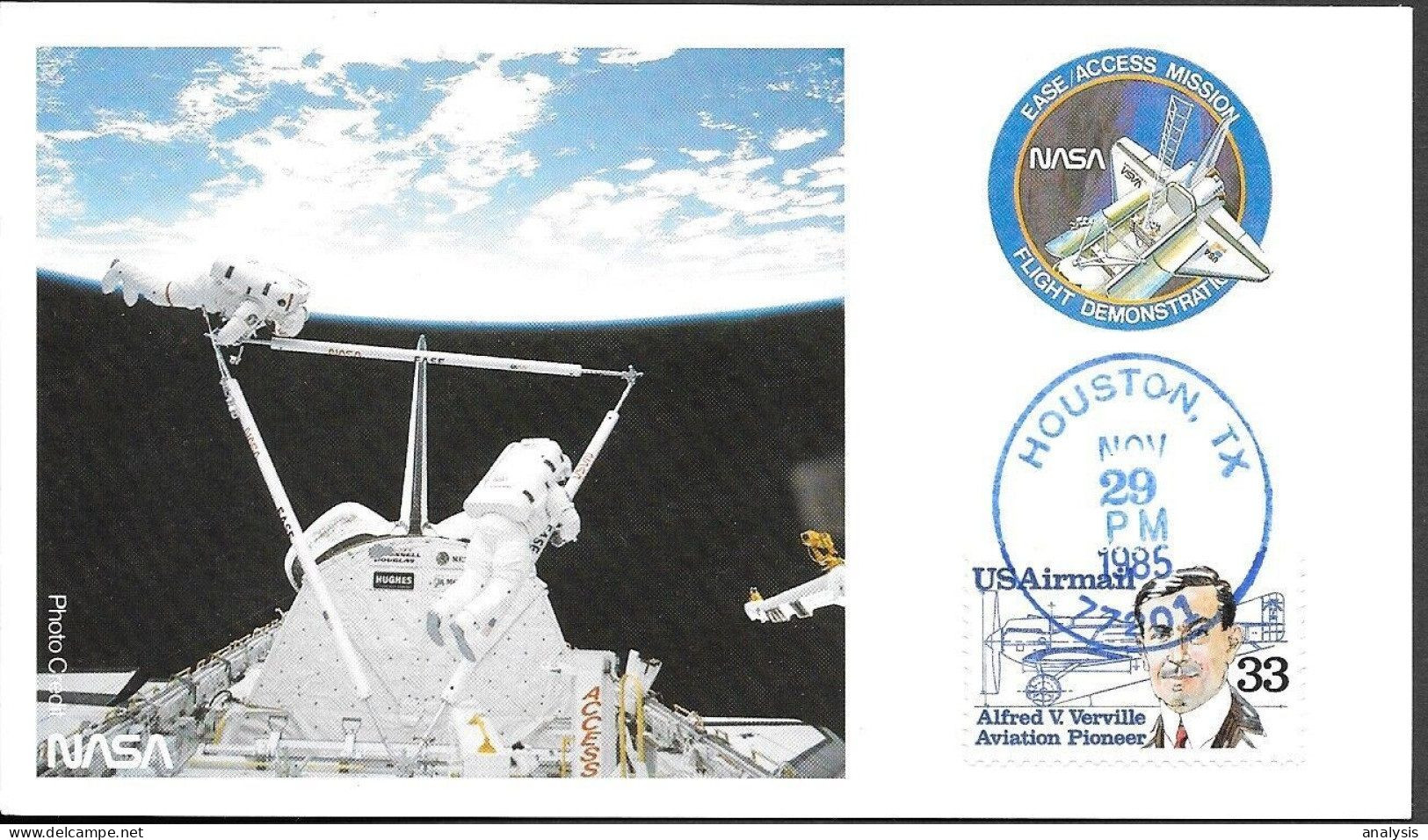 US Space NASA Postcard 1985. Atlantis STS-61B EVA-1 Ross Spring. Houston - Stati Uniti