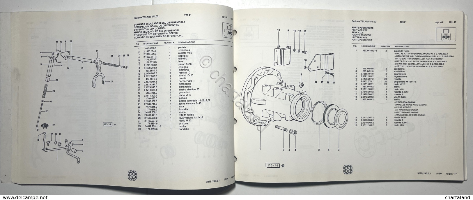 Catalogo Ricambi Originali Lamborghini Trattori - 775-F - Ed. 1990 - Otros & Sin Clasificación