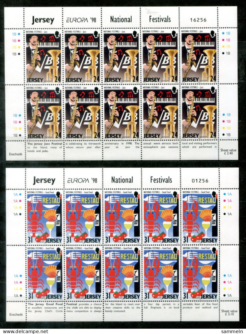 JERSEY 828-829 KB Mnh - Europa CEPT 1998, Festivals, Musik, Music, Musique - Jersey