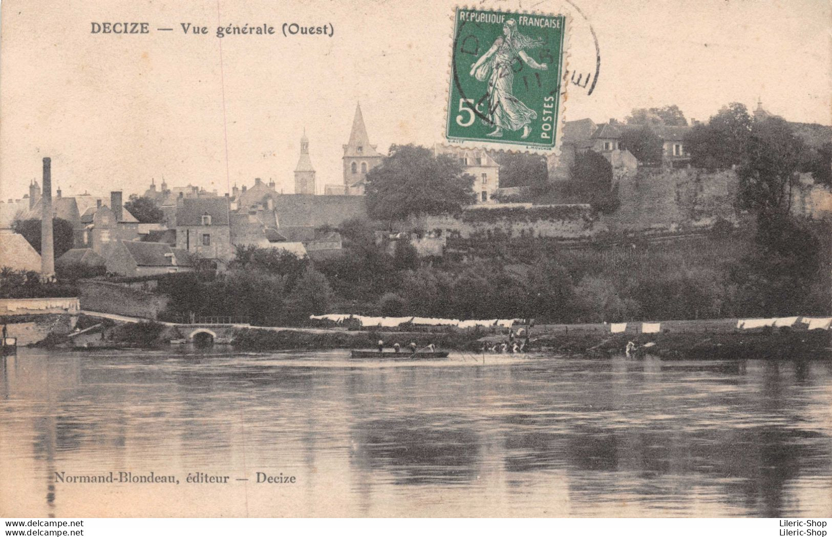 [58] DÉCIZE - Vue Générale Ouest # Pécheurs # Lavandières Cpa 1911 ( ͡♥ ͜ʖ ͡♥) ♥ - Decize