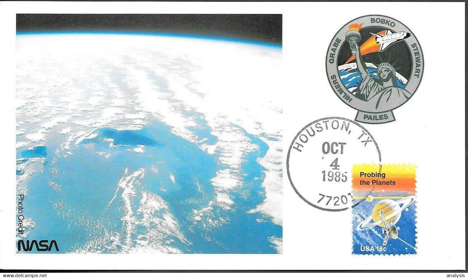 US Space NASA Postcard 1985. Atlantis STS-51J Houston. DSCS Satellites - Estados Unidos