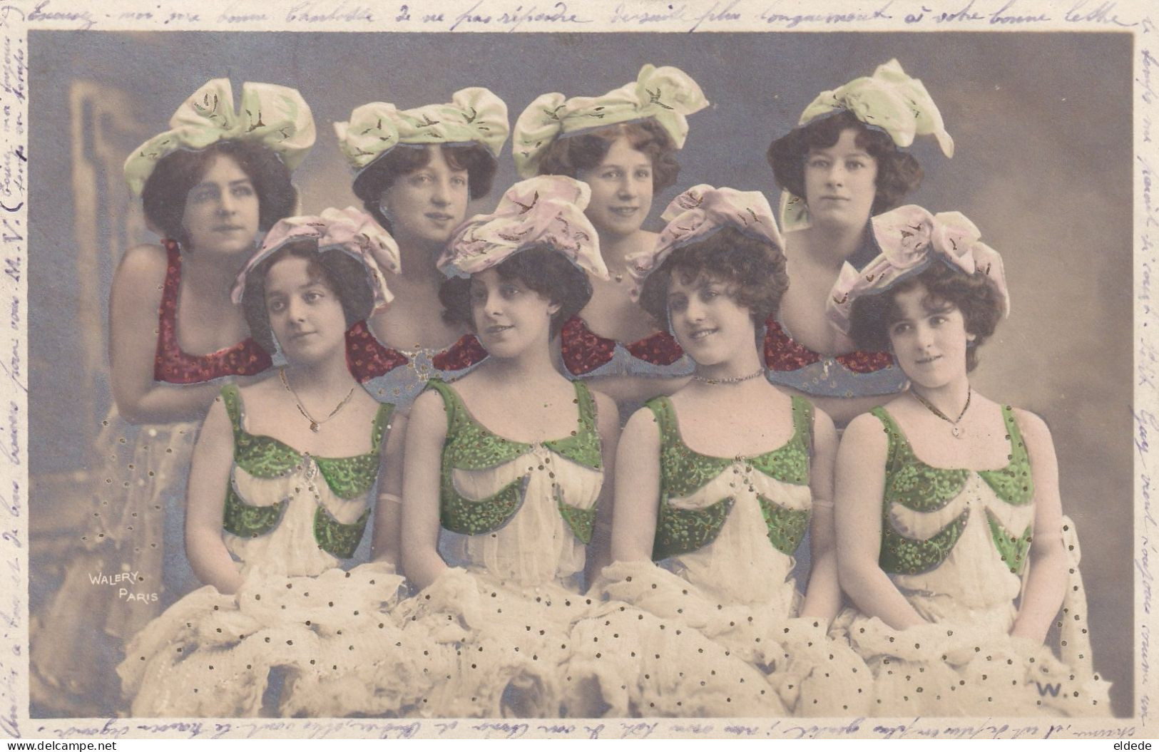 Group Of 4 And 8 Sexy Girls Hand Colored  Walery Decolleté French Cancan ? 2 Cards - Cabarets