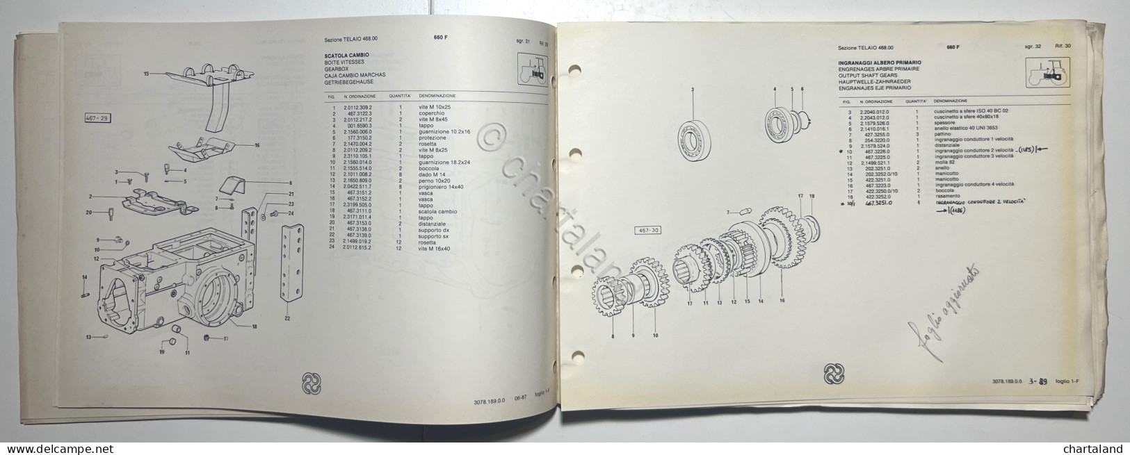 Catalogo Ricambi Originali Lamborghini Trattori - 660-F - Ed. 1989 - Autres & Non Classés