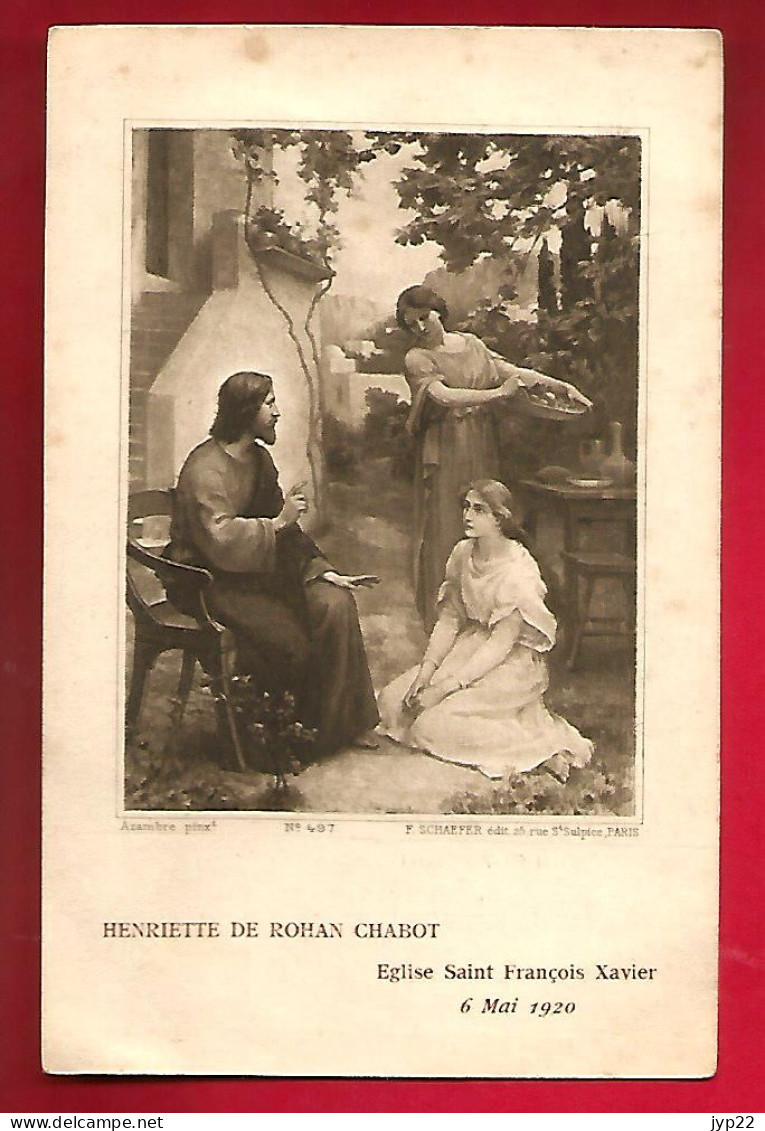 Image Pieuse Ed Schaefer 497 - Henriette De Rohan Chabot Eglise Saint François Xavier 6-05-1920 - Princesse ? - Devotion Images