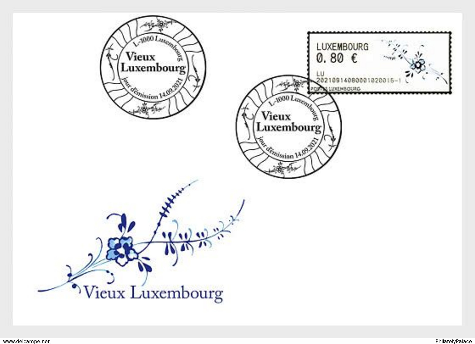 LUXEMBOURG 2022 ATM Label Ceramics Flower Flora FDC Cover (**) - Brieven En Documenten