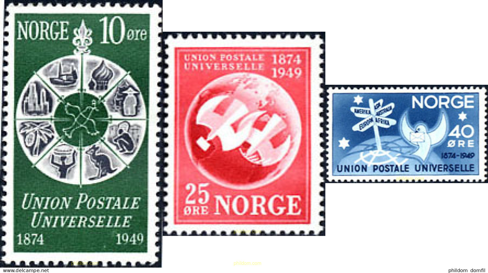35510 MNH NORUEGA 1949 75 ANIVERSARIO DE LA UPU - Neufs