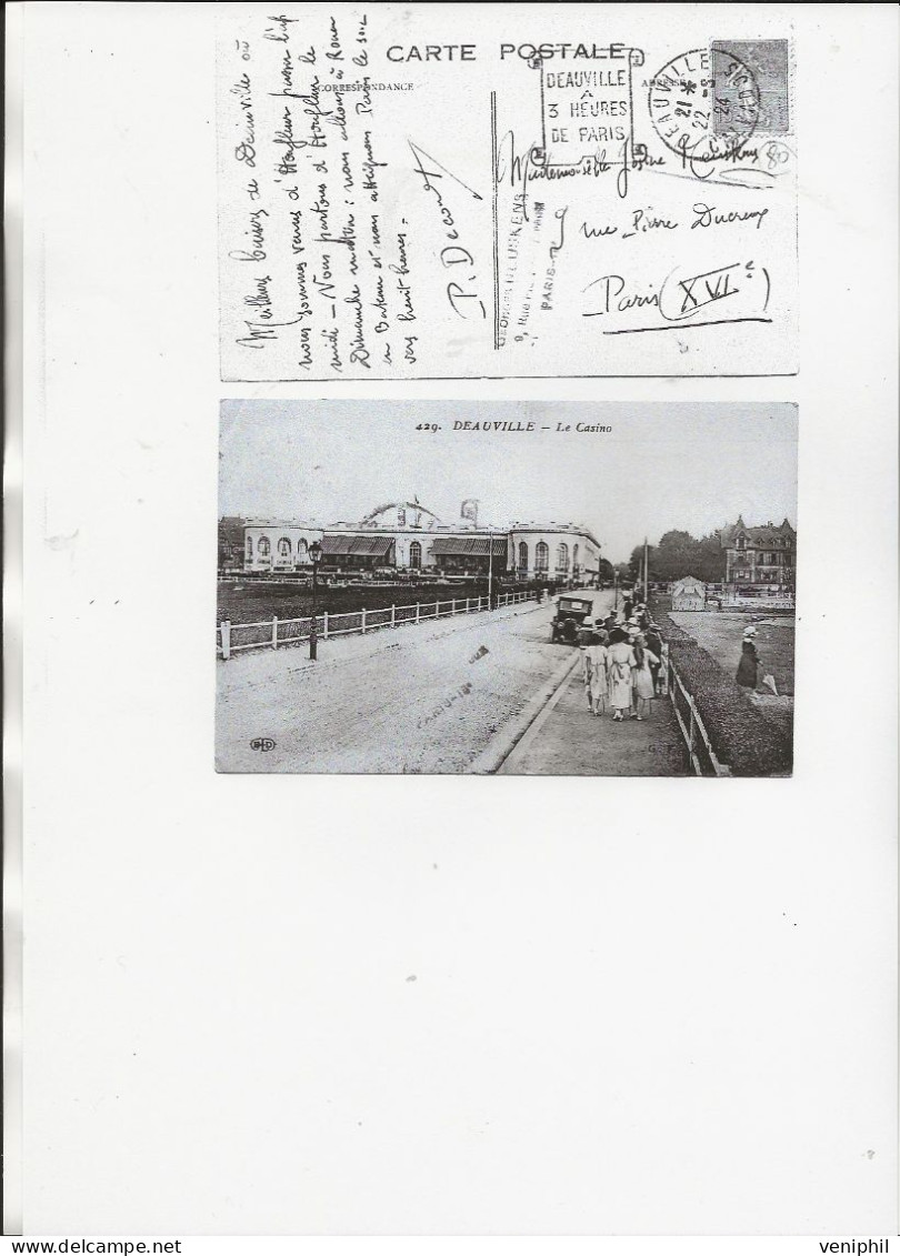 CARTE DEAUVILLE AFFRANCHIE N° 130 - OBLITERATION DAGUIN ""DEAUVILLE A 3 HEURES DE PARIS "" - Annee 1924 - Maschinenstempel (Sonstige)