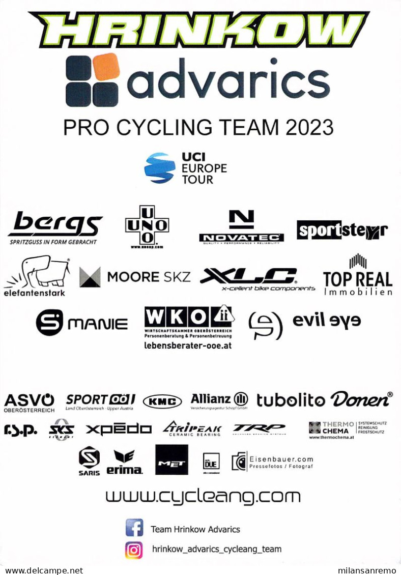 CYCLISME: CYCLISTE : EQUIPE HRINKOW 2023 : ZIGA HORVAT - Cyclisme
