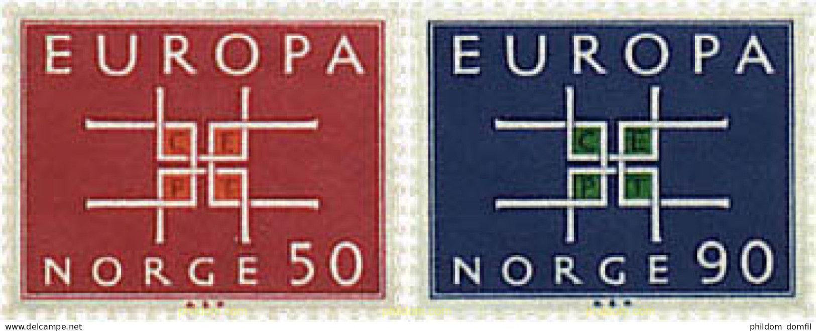 62087 MNH NORUEGA 1963 EUROPA CEPT. SIGLAS CEPT - Unused Stamps