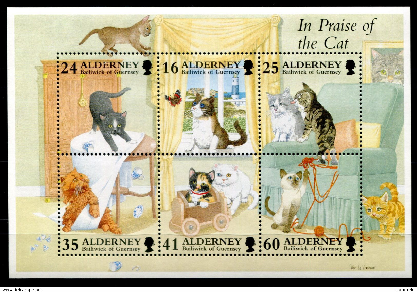 GUERNSEY-ALDERNEY Block 2, Bl.2 Mnh - Katzen, Cats, Chats, Leuchtturm, Lighthouse, Phare - GUERNESEY-AURIGNY - Alderney