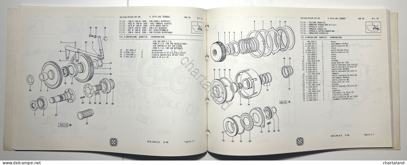 Catalogo Ricambi Originali Lamborghini Trattori - C 874-90 Turbo Ergomatic 1990 - Other & Unclassified