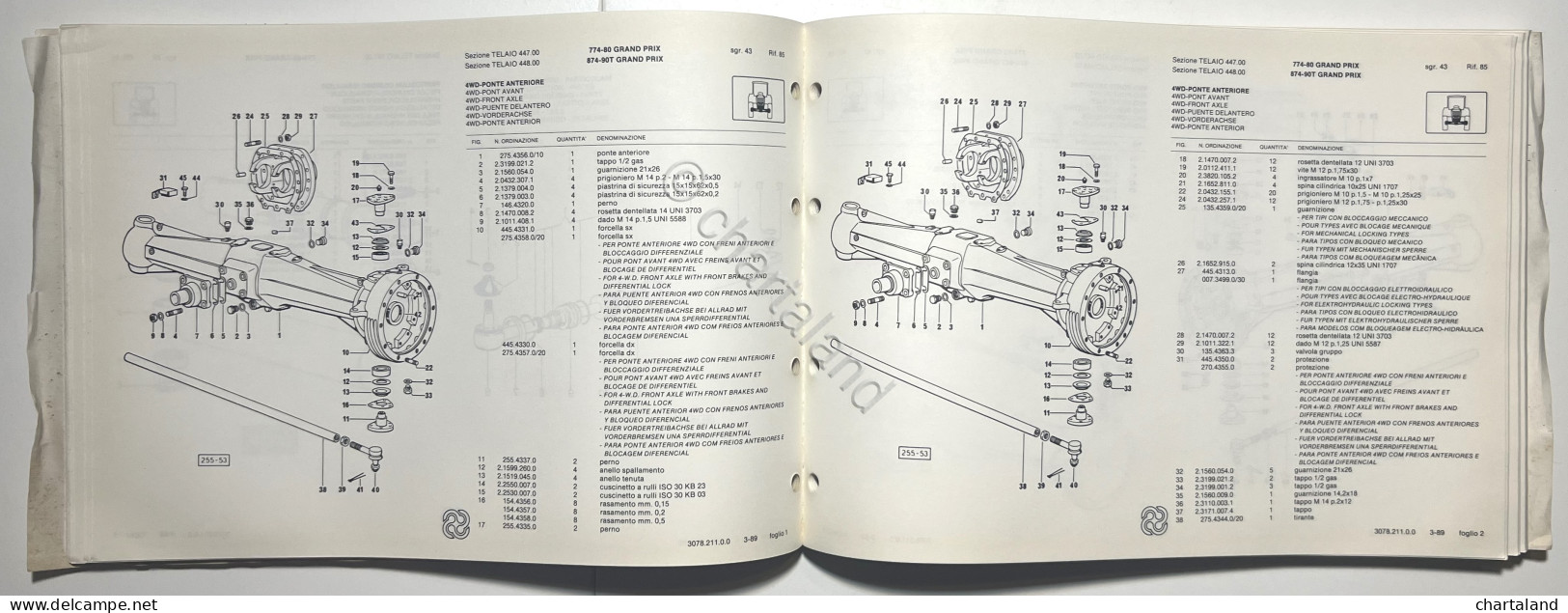 Catalogo Ricambi Originali Lamborghini Trattori - 774-80 874-90T Grand Prix 1989 - Other & Unclassified