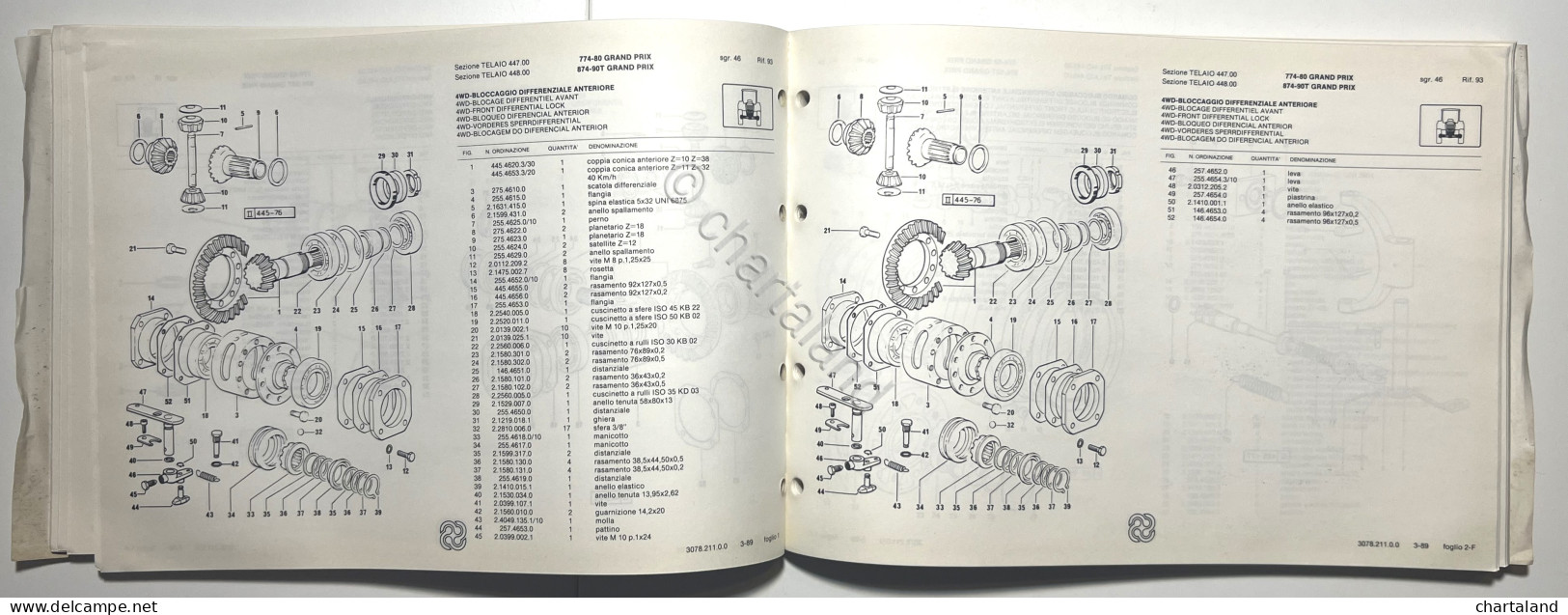 Catalogo Ricambi Originali Lamborghini Trattori - 774-80 874-90T Grand Prix 1989 - Other & Unclassified