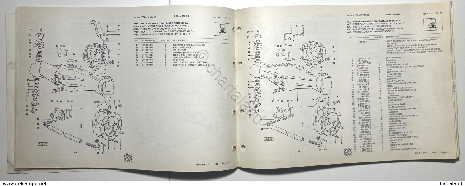 Catalogo Ricambi Originali Lamborghini Trattori - R 660-660 DT - Ed. 1988 - Autres & Non Classés