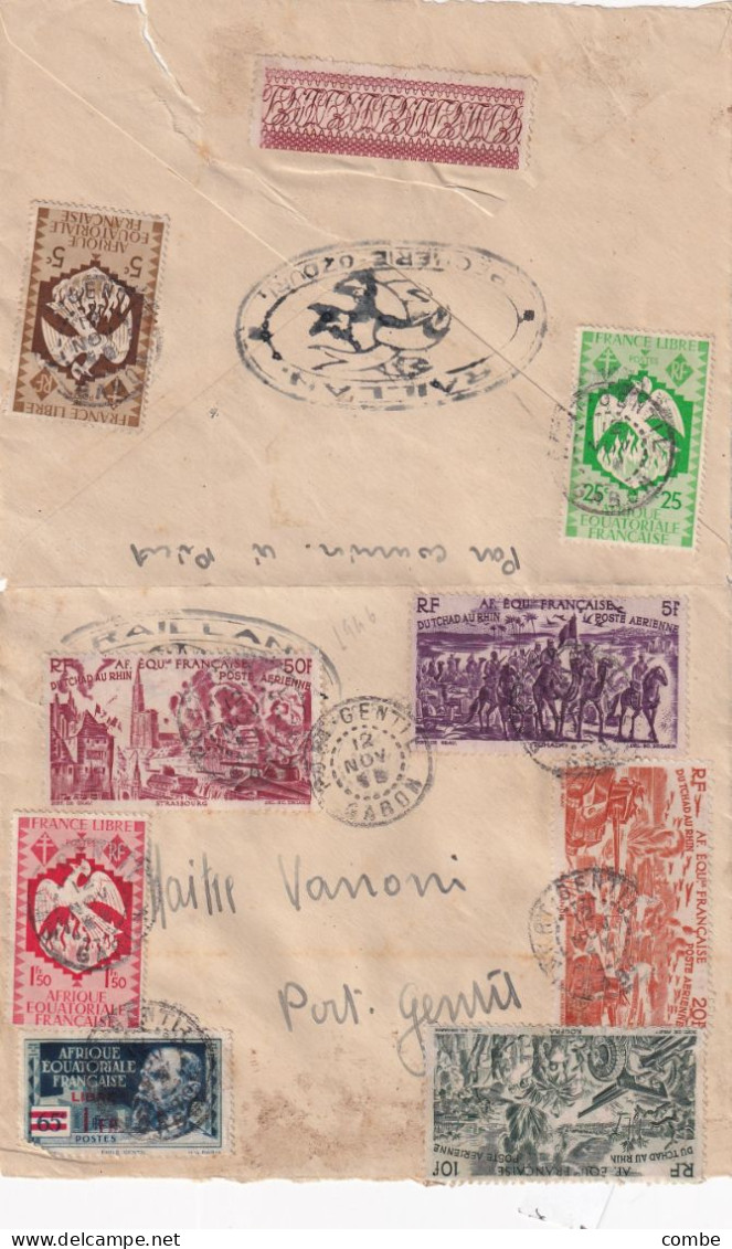 LETTRE. 12 NOV 50. RAILLAN. PECHERIE OZOURI. PORT GENTIL GABON - Covers & Documents